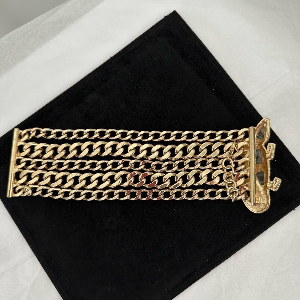 Bracelet Designer Gold Plated - Alligator Clasp with Natural Stones. Some wear. - Picture 5 of 9